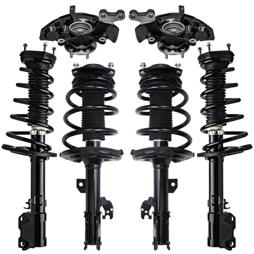 Image of Detroit Axle - 8pc Front Steering Knuckles Kit for Toyota Camry 2007 2008 2009, Steering Knuckles w /Wheel Hubs Front Rear Coil Spring Struts Replacement Ready Struts Shocks Assembly