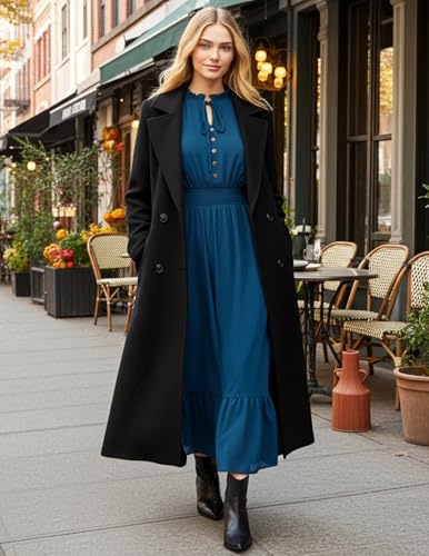 Sunny Spirit Women's Floral Boho Midi Dress 2025 Spring Fall Long Sleeve V Neck Chiffon A-Line Flowy Party Dresses3