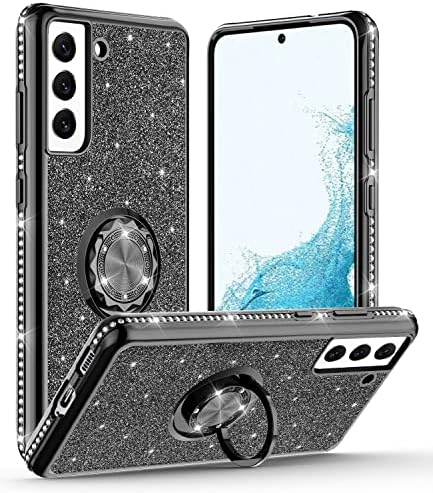 OCYCLONE Samsung Galaxy S21 Plus Case 6.7 inch, Glitter Protective Galaxy S21 Plus Case with Ring Holder&Strap for Girls Women, Phone Case for Samsung Galaxy S21 Plus - Pink/Rose Gold