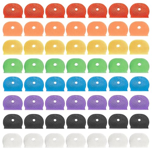 KEYRI 56 Stück Schlüsselabdeckungen, Schlüssel Markierung Halbrunde Schlüsselkappen Silikon Schlüsselkappen-Etikett für Die Einfache Identifizierung Von Haustürschlüsseln (56)