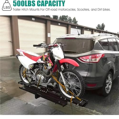 JC Black Steel Motorcycle Carrier 600 LBS Hitch Mount with 2inch Fit and 47" Longer Ramp miniatura 2
