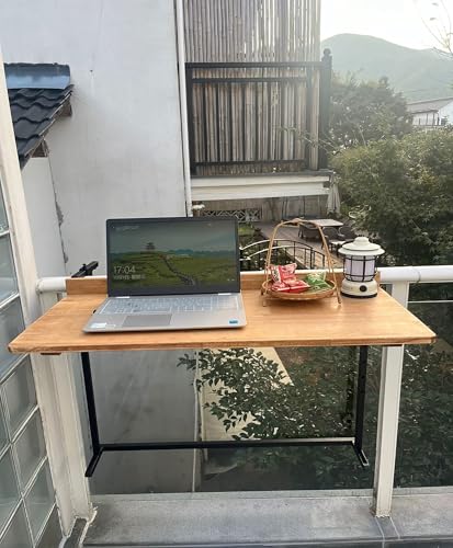 Mesa de balcón plegable al aire libre con 5 alturas ajustables que ahorra espacio, mesa de terraza para jardín, balcón o terraza (60 cm)
