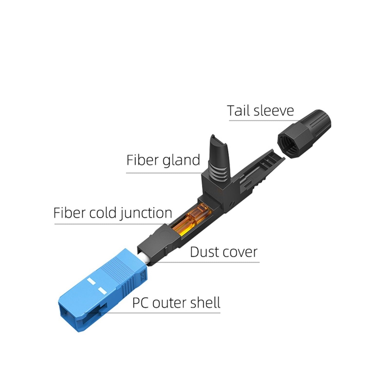 Épisseur de Fibre Optique SC FTTH APC monomode UPC Fibre Optique Rapide Assemblage sur Le Terrain(200pcs SC UPC)