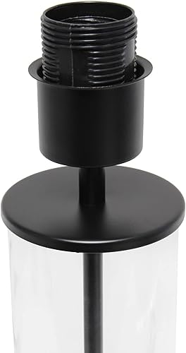 Miniatura 6 de Simple Designs LT2081-BOB - Lámpara de mesita de noche pequeña de metal y cristal transparente, base negra con pantalla negra