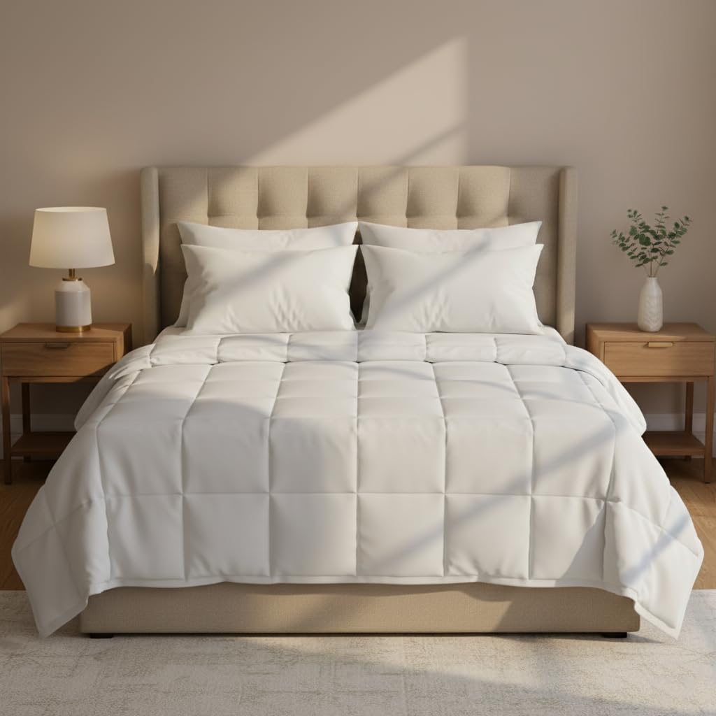Trance Home Linen Cotton Micro Fiber Soft Comforter/Duvet Cover (White 200 GSM) (King) 100 X 108, 200 TC