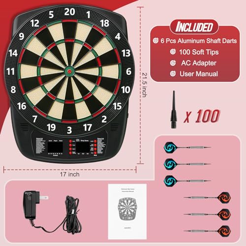 Electronic Dart Board Set: 40 Games, 427 Variants, LED Display, 6 Darts & 100 Tips