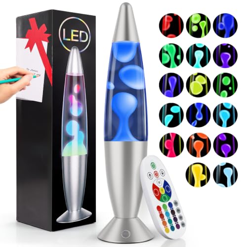 Image of 17 Color Changing Liquid Motion Lamp with Remote 16 Inch, White