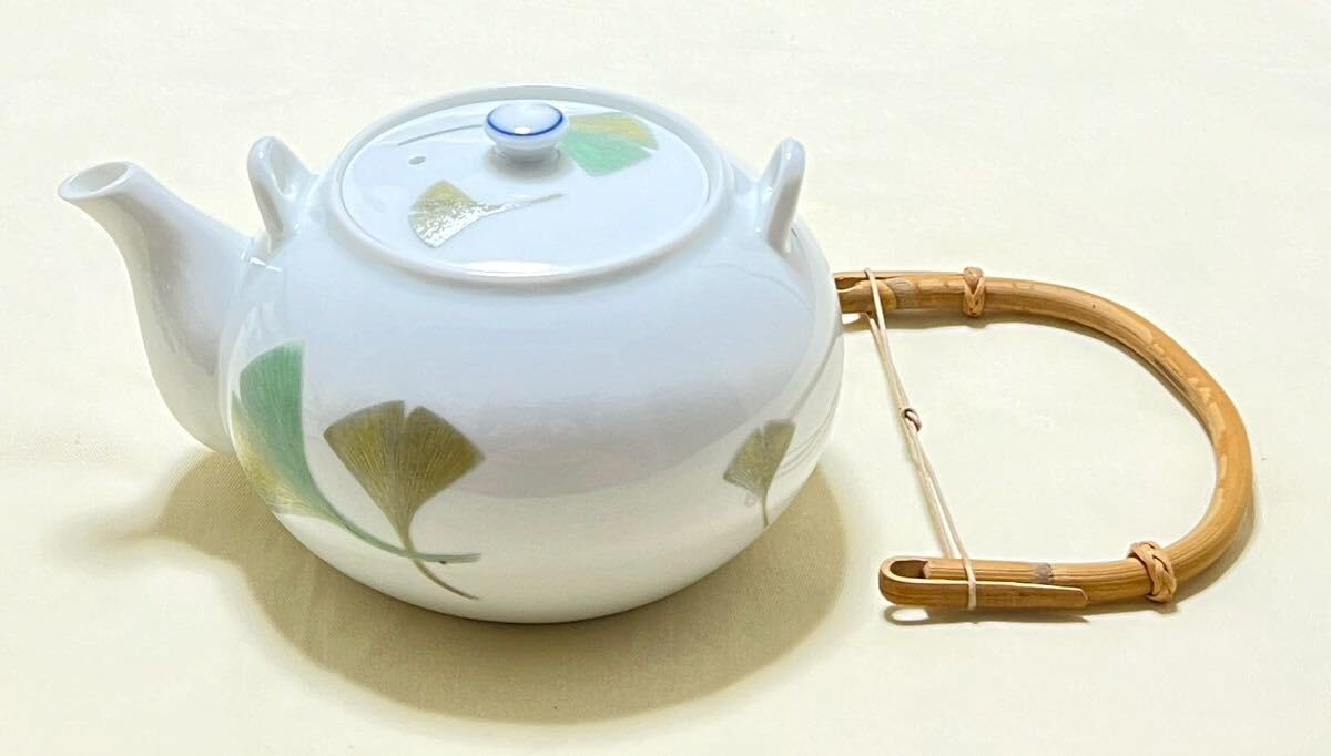 Amazon.co.jp: 美術有田焼 柳山作 銀杏柄 急須＆蓋付湯呑5客 番茶器 