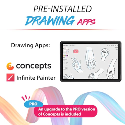 Image of PicassoTab A12 Drawing Tablet • No Computer Needed • Large 12 inch Laminated 2K Screen • Lifetime PRO Drawing & Tutorials Apps • Stylus Pen • Android 14 • Standalone Graphics Tablet for Pro Artists -A12