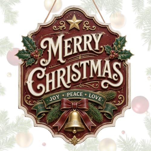 Christmas Door Hanging Sign, Wooden Christmas Door Sign，Xmas Deco...