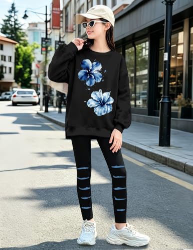 Image of Girls Clothes, Girls Outfits Tie Dye Sweatshirt Tops and Leggings Sweatpants 2 Piece Fall Winter Clothes Set 6-16T