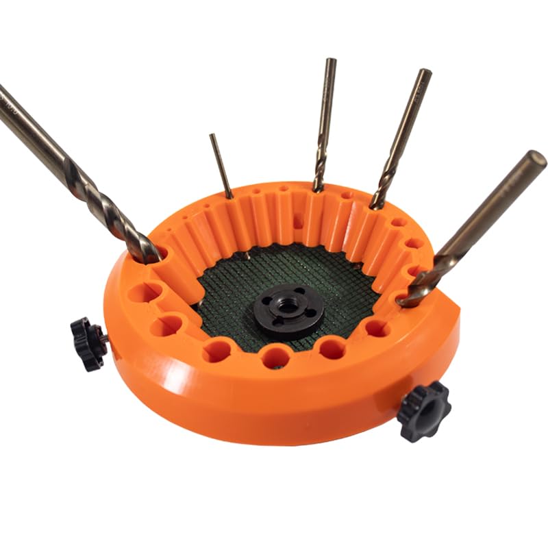 Drill Bit Sharpener Grinding Tool, 2-13mm Capacity, Orange, with Work Gloves