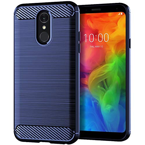 NEKOYA Funda LG Q7 Plus,LG Q7 Plus Carcasa con [Gel de sílice de Fibra de Carbono] [Anti-Huella Dactilar][Mano Antideslizante] Anti-rasguños Estuche para Case Cover LG Q7 Plus
