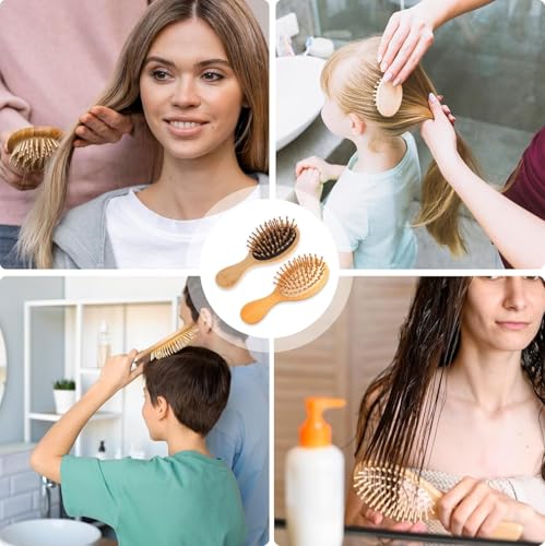 Image of Bamboo Hair Brush for Massaging Scalp, Hair Growth for Girls, Women, Natural Bamboo Bristles Detangling Wooden Paddle Hairbrush for Hair Care, Anti-Static (Bamboo Comb)