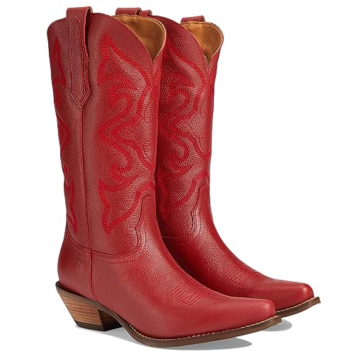 Image of LEHOOR Cowboy Boots Women Embroidered Mid Calf Western Boots Stacked Low Heel Pointed Toe Pull On Cowgirl Boot 4-11 M US