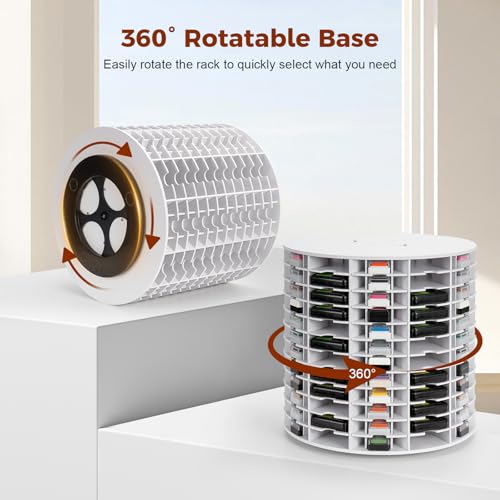 Image of Krafetto Rotating Ink Pad Storage Organizer Rack, 72 Grids for Slim 2-3 /4 inchx4 inch Ink Pads, 72 Grids for Mini Cube Caddy Ink Pads, Craft Stamp Pad Holder for Desktop