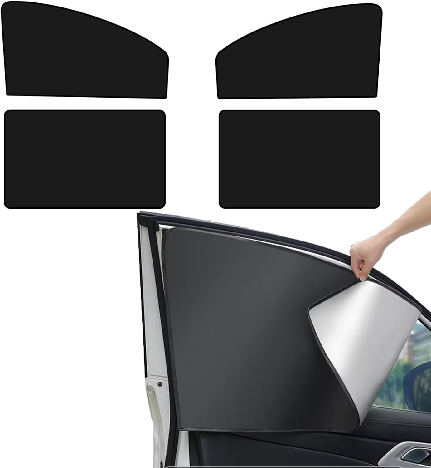 Woniyal 4 Pcs Car Window Shades for Ford Mondeo Mustang Focus Fiesta ST, Magnetic Side Window Covers Breathable Privacy Sunshade for Cars Opaque Black Blocks Sun UV Rays