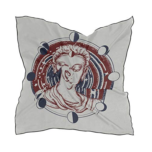 Soft Polyester Silk Bandana Neckerchief Fashion Print Buddha Face Tattoo Symbol Immortality Enlightenment