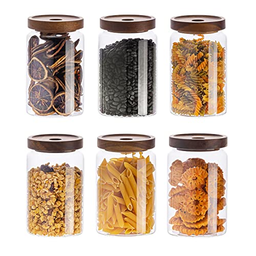 Kanwone Glass Storage Containers Set Of 6, 28 Ounce Airtight Food Storage Containers With Bamboo Lids, Clear Glass Jars For Pantry, Kitchen, Flour, Sugar, Tea, Coffee, Snack, Cookies, Spice And Herbs #TOP7