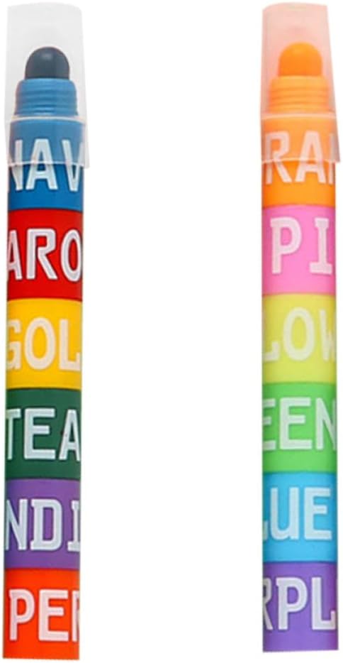 2Pcs Fluorescent Marker Pens Set, Portable Highlighters with 6 Retro Colors, Convenient Writing Pens for Office and School Use