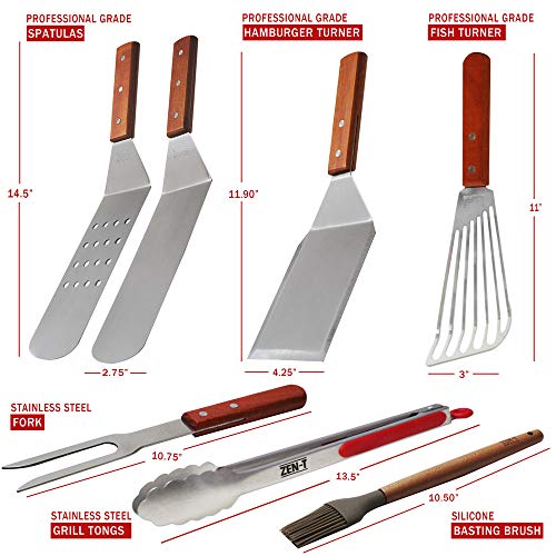 ZENT 17 Piece Grill Griddle BBQ Tool Kit Heavy Duty Professional