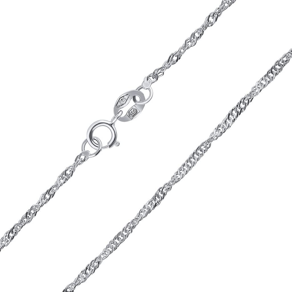 SILVEGO Damen Halskette aus 14 Karat 585 Weißgold Singapurkette Breite 1,4 mm