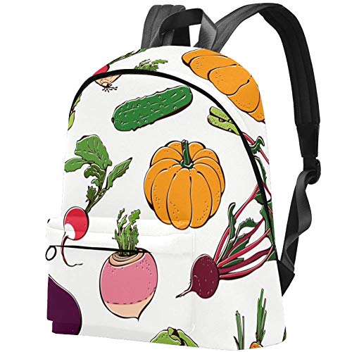 Preisvergleich Produktbild Handgezeichnetes Gemüse Bag Teens Student Bookbag Leichte Umhängetaschen Reiserucksack Tägliche Rucksäcke