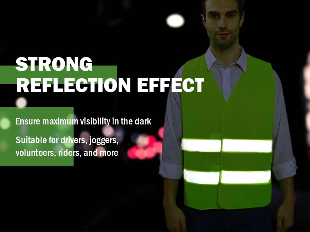 Anlising Gilet di Sicurezza, 10PCS Giubbotto di Sicurezza Riflettente,Gilet di Sicurezza ad Alta visibilità,Gilet Riflettente per Auto,Gilet Catarifrangente,per Guidatore, Addetti alla Pulizia