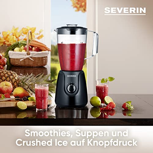 SEVERIN Standmixer mit 1,5 L Mixbehälter aus Tritan, Mixer mit 2 Stufen und Pulse-Funktion, leistungsstarker Küchenmixer mit Edelstahlmesser, 600 W, Schwarz, SM 3707 – Bild 4