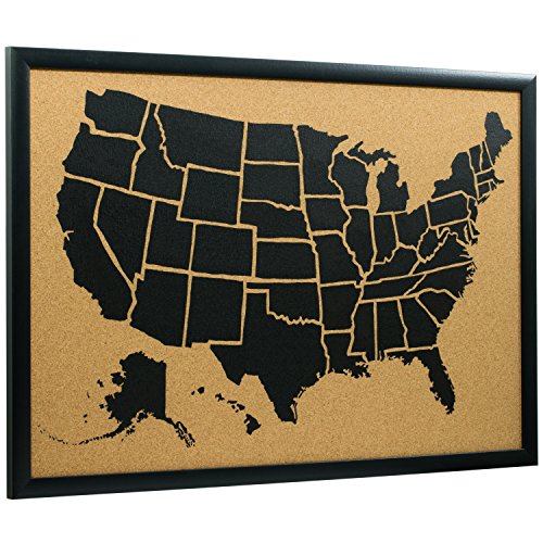 Craig Frames Wayfarer Cork Board, Illustrated United States Push Pin Travel Map, Gallery Black Frame And Pins, 16 X 20 Inch #TOP1