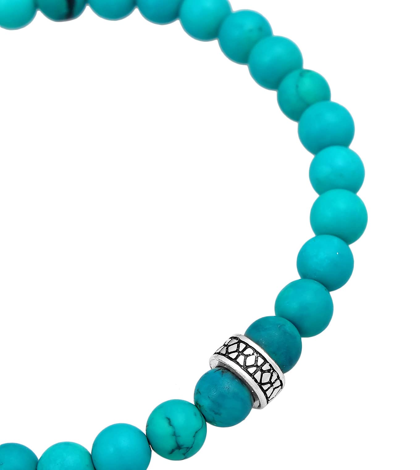 Kuzzoi Herren Armband mit Howlith Stein Perlen (türkis) Beads | Chakra Yogaarmband Energiearmband Länge 19-23 cm elastisch