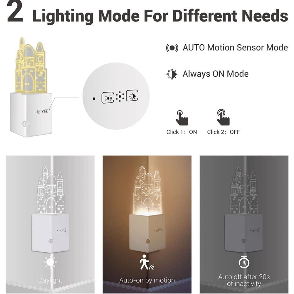 Luce Notturna Sensore Movimento, Luce Notturna Bambini con Sensore di Movimento E Luce, USB Luce Notte Lampada LED per Armadio, Corridoio, Scale, ECC