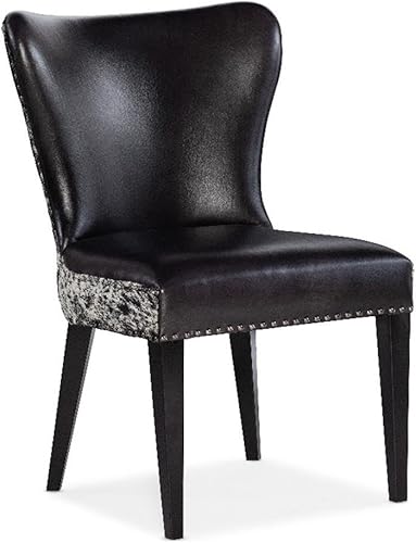 Hooker Furniture Silla de cuero Kale con sal y pimienta HOH en negro