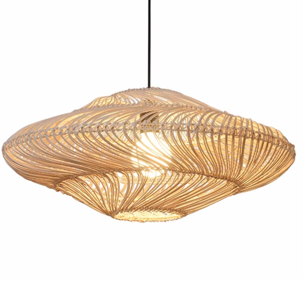 Plafonnier rotin artisanal grand format pour chambre et salon chic