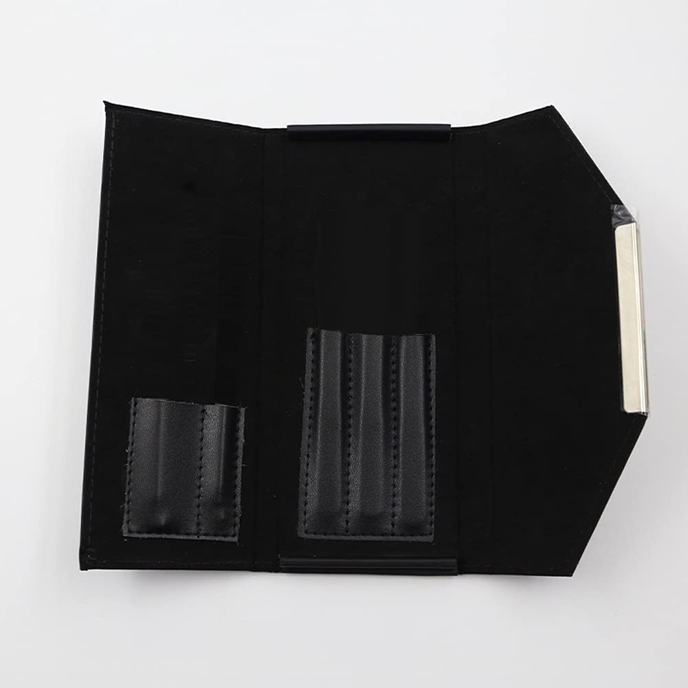 1 pieza negro PU cuero pinzas vacío bolsa de almacenamiento pequeñas pinzas caso para extensiones de pestañas, múltiples bolsillos estuche de viaje para pestañas injerto pinzas extensión