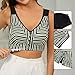 JOFOW Stripe Bra for Elderly Women Fashion Plus Size Front Closure Bras Wireless Full Coverage Bralette Black 52D