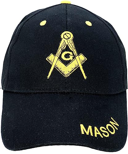 Image of AborenCo Freemason Mason Lodge Symbol Adjustable 3D Embroidery Baseball Cap Hat