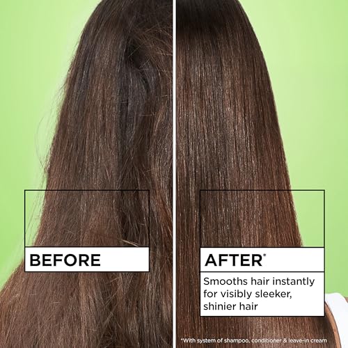 Image of Garnier Fructis Sleek & Shine Leave-In Conditioner Cream, Anti-Frizz Hair Treatment with Plant Keratin + Argan Oil, Controls Frizz and Provides Smoothness For Frizzy, Dry Hair, 10.2 Fl Oz (Pack of 2)