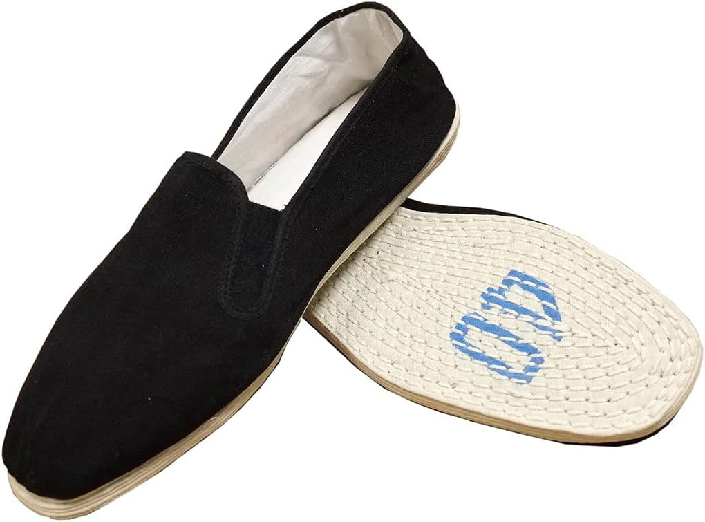 M.A.R International Kung Fu Shoes White Cotton Sole Slippers Martial Arts Gear Wu Shu Wing Chun Tai Chi Black Size