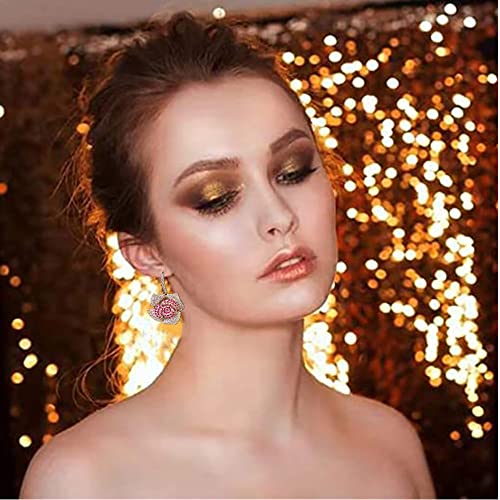 Huggie CZ Flower Dangle Stud Earrings for Women Girls with Charms Fashion Luxury Pave Rhinestone Filigree Camellia Rose Dainty Crystal Drop Dangling Wedding Prom Jewelry Dainty Gifts Valentine Mother's Day2