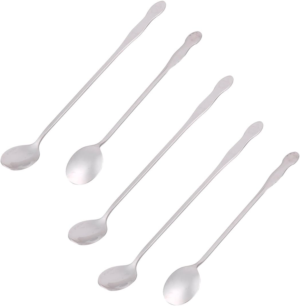 Uxcell 5 Pcs Long Handle Tea Coffee Spoons – 16cm Stainless Steel Stirring Spoons, Silver Tone - View #2