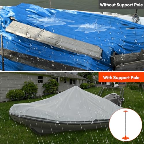 Boat Cover Support Poles 2 Pack, Height Adjustable Stainless Steel Support Pole with Rubber Base,Prevent Rain/Snow from Accumulating,Including Webbing Straps (Orange) by BALAVA - Image 7