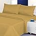 London Home King Size 400 Thread Count 100% Cotton Sateen Dobby Stripe Sheet Set -Gold