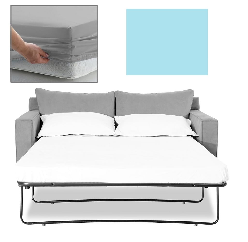 Bedtime Comforts Ltd Duck Egg Sofa Bed/Pull Out Bed Fitted Sheet 120Cm X 180Cm (47" X 71") Over 20 Colours - 300 Thread Count Percale - Hand Made To Order (4") (Duck Egg)