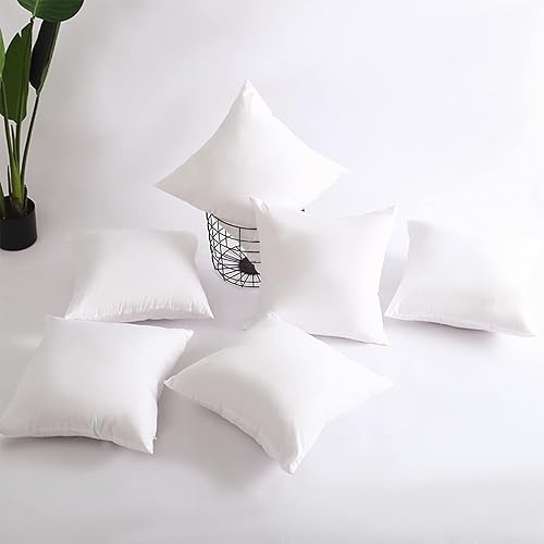 Miniatura 4 de Juego de 6 insertos de almohada de 18 x 18 pulgadas cojines decorativos para ropa de cama rellenos cuadrados de algodón de polipropileno para cama