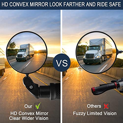 Mordely Bicycle Mirrors With Bike Bell, 3Pcs Bike Accessories Handlebar Rearview Mirror Rotatable And Adjustable Wide Angle Rear View Shockproof Convex Mirror Universal For Bike Bicycle #TOP1