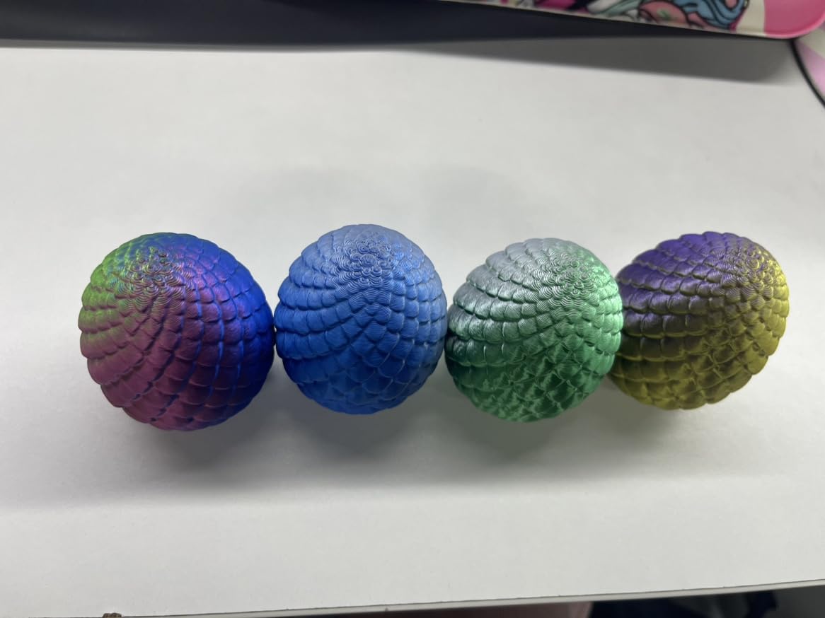 TBOLINE 4PCS 3D Printed Dragon Egg, Articulated Crystal Animals Fidget Toys, Small 3D Printer Dinosaur Eggs Birthday Party Favors Toy for Kids, Kids Valentines Day Gifts for Boys Girls 5-7 8-12