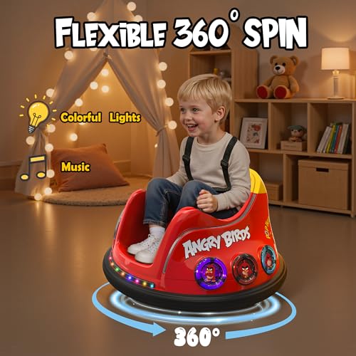 Image of ANPABO 12V Bumper Car for Toddler, w /Remote Control, 360 Spin, Red