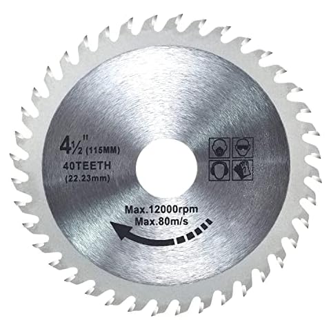 115mm Carbide Saw Blade 4.5" Angle Grinder Circular Alloy Steel 7/8 inch Carbide Finishing Saws Blade for Woodworking Cutting Wood Plastic 40 Teeth, 22.23mm Bore Cover