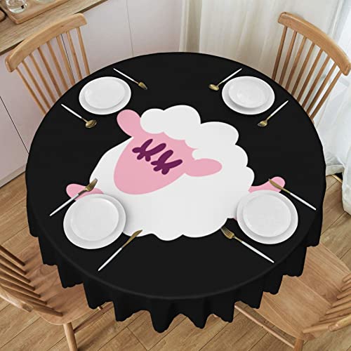 Pooedso Cute Little Sheep Tablecloths 60In Round Lace Waterproof Family Table Cover Tablecloth Kitchen Outdoor Party Decoration Tablecloths #TOP20